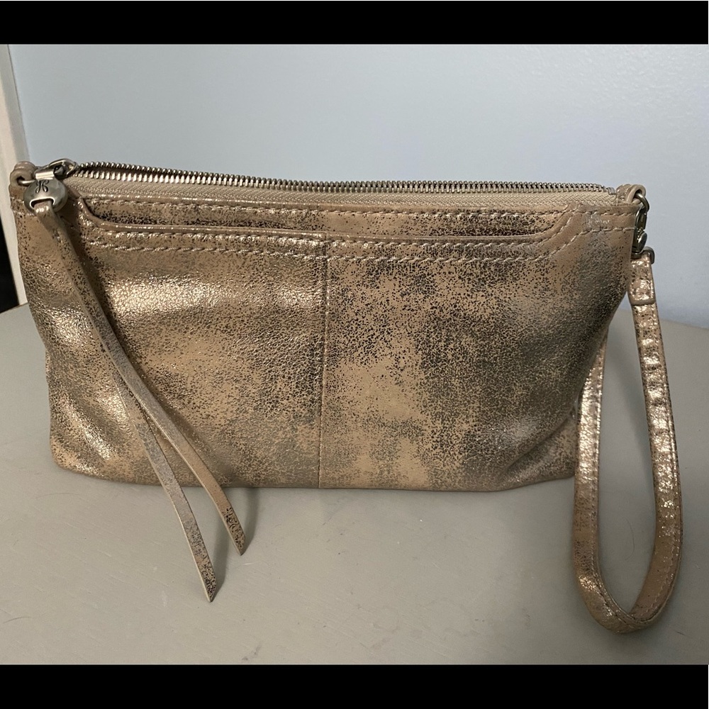 HOBO Brand Darcy Gold metallic crossbody/wristlet